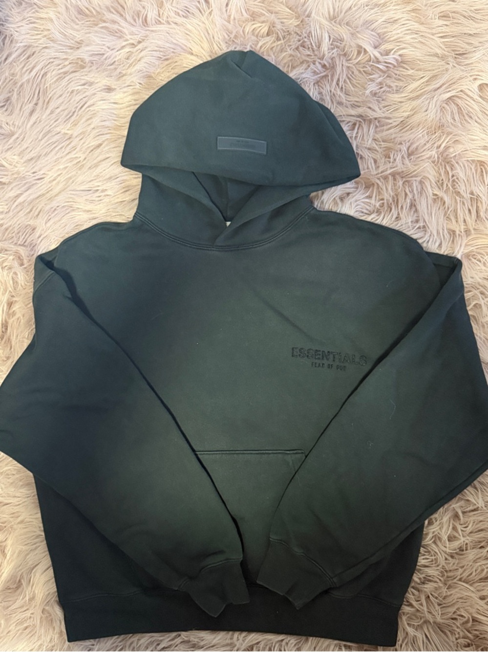 Essentials Men's Black on Black Hoodie Sweatshirt